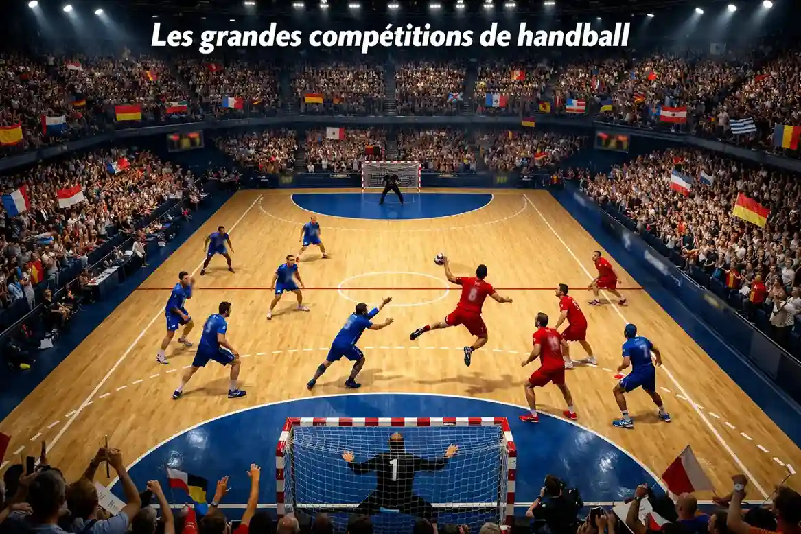 Vue panoramique d'une salle de handball lors d'une compétition internationale